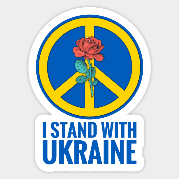 I Stand With Ukraine, Peace Symbol, Ukraine Flag Colors, Light Colors Sticker by PorcupineTees
